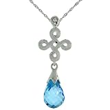 10ct White Gold Infinity Cross Blue Topaz Pendant, w/ 0.01 Carat Brilliant Cut Diamond, 1 in. (26mm) tall