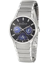 Skagen Womens 745SMXM Steel Collection Crystal Accented Textured Stainless Steel Watch
