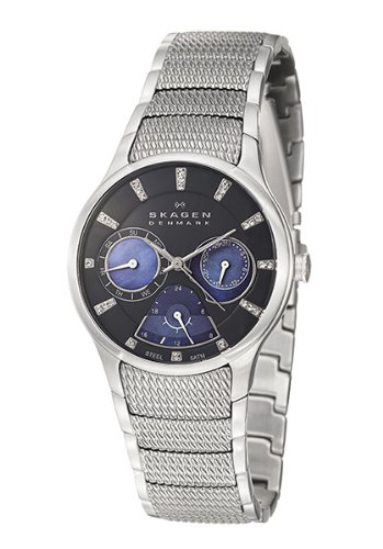 Skagen Women's 745SMXM Steel Collection Crystal Accented Textured Stainless Steel Watch
