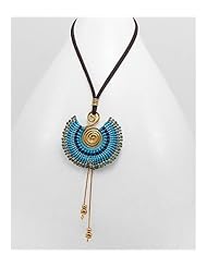 Artificial Suede Leather Necklace In Brass