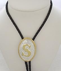 Silver/Gold Plated Monogram Letter "S" Bolo Tie