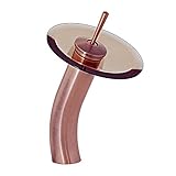 FREUER Vetro Collection: Glass Waterfall Bathroom Sink Faucet, Antique Copper