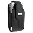 BlackBerry Curve 8300, 8310, 8320, and 8330 Leather Swivel Holster-Pitch Black