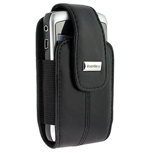 BlackBerry Curve 8300, 8310, 8320, and 8330 Leather Swivel Holster-Pitch Black