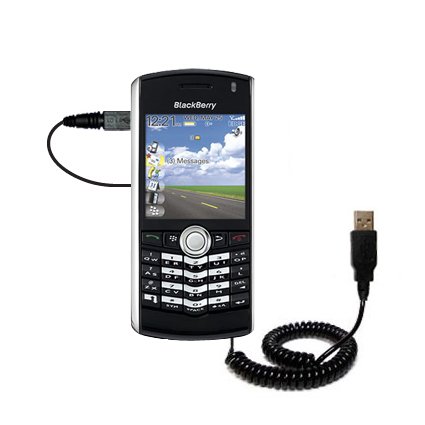 Coiled USB Cable for the Blackberry 8130 with Power Hot Sync and Charge capabilities - uses Gomadic TipExchange Technology