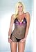  : 2PC Polka Dot Mesh Chemise Sexy Lingerie Intimate Apparel with Eyelash Lace Trim Rhinestone Bow and G-String