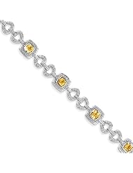 Sterling Silver Diamond & Citrine Bracelet