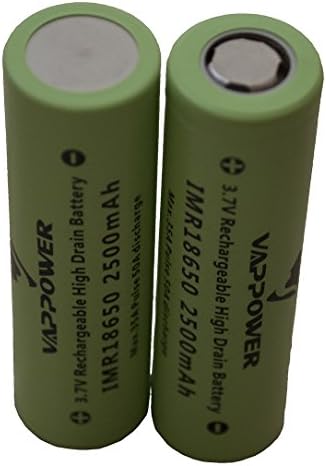Vappower IMR 18650 3.7v 2500mAh Rechargeable Li-ion Battery (2-pack) with Protective Case