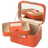 Tangerine colored leather small jewelry case by Wolf Designs by Daralis