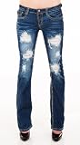 Machine Jeans Two Tone Stitch Destroyed Boot Cut Jean