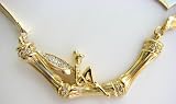 Disney Couture Gold Plated Bamboo Necklace With Tinkerbell, Star With Crystals * We Do NOT Ship To Australia And Japan *