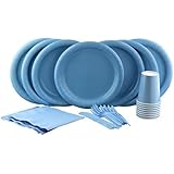 Light Blue Party Set! Includes Light Blue Dinner Plates, Cutlery, Napkins and Cups
