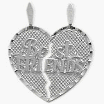 Genuine Sterling Silver BEST FRIENDS Heart Charm Pendant with 2 chains