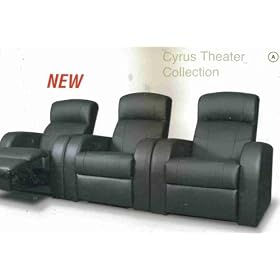 Home Theater Seating Recliner in Black Leather-Like Vinyl by Home and Living