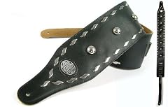 Black 'Biker Series' Faux Leather Guitar Strap for Electric/Acoustic/Bass Guitar