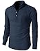 H2H Mens Casual Slim Fit Henley Roll-up Sleeve Cotton Lightweight Shirts