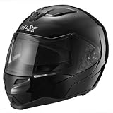 GLX DOT Full Face Modular Flip Up Motorcycle Helmet Black Large