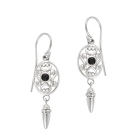 Sterling Silver September Birthstone Oval Celtic w/ Genuine Sapphire Center Drop Earrings