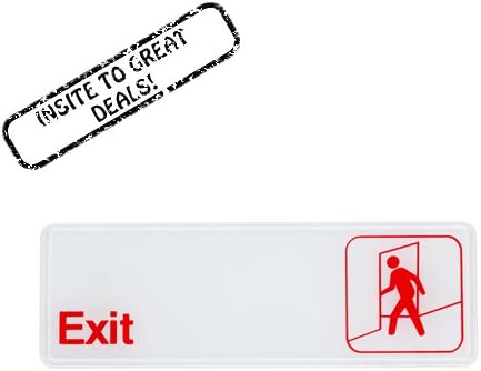 Exit Sign with Self Adhesive Backing, Red on White