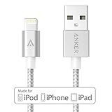 【改善版】【Apple認証 (Made for iPhone取得)】 Anker 第2世代 高耐久ナイロン ライトニングUSBケーブル iPhone 6s/iPhone 6s Plus/iPhone 6/5/iPad Air/ iPad mini/ iPod用 絡み防止 耐熱アルミコンパクト端子 (シルバー 0.9m) A7136041
