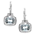 14K White Gold Sky Blue Topaz and Diamond Earrings