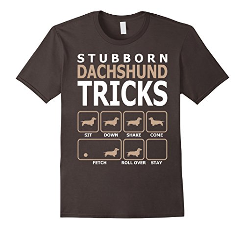 Stubborn Dachshund Tricks T-Shirt Tshirt - Male XL - Asphalt