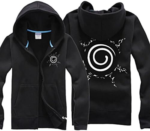 Super Hunter unisex Naruto zipper sweater hoody cardigan jacket (M, Black)