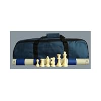 ChessCentral's Standard Tournament Chess Set, Chess Pieces, Blue Board and Blue Tote