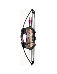 CE: Barnett Lil Banshee Jr. Archery Set, with 2 Target Arrows, Bow with Sight Pins, Finger Tab, Features a Ambidextrous Riser for Both Right Handed and Left Handed Users, Bow has 18 lb Draw, and 18" to 22" Draw Length, with Reinforced Grip, Pink - Barnett