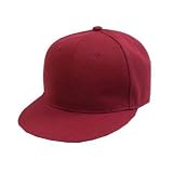 Plain Fitted Flat Bill Hat - Maroon