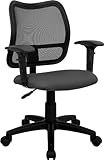 Contemporary Economical Mesh Task Computer Chair - Gray Fabric Seat,with Ar ....