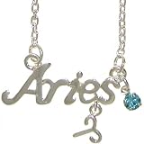 Aries Horoscope Zodiac Nameplate Necklace In Silver