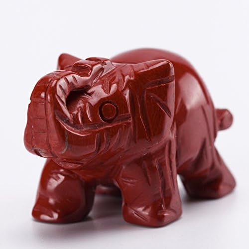Red Jasper Stone Carved 1.5inch Elephant Figurine Statue Feng Shui Crafts Natural Chakra Carving Stones Healing Reiki Free Pouch