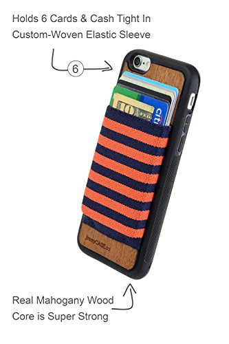 jimmyCASE® iPhone 6/6s Wallet Case - Ultra Slim Protective Credit Card Carrying Case (Navy Blue &amp; Black Stripe)