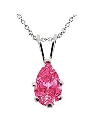 Carlo Bianca 8x5mm Pear Shape Pink Silver Pendant Made With Swarovski Zirconia