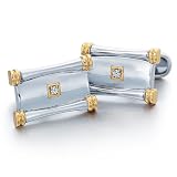 **Clearance** Men's J.GOODMAN Sterling Silver and Solid 18k Yellow Gold Cufflinks with Genuine Briliant Diamond Accent **Great Father's Day or Graduation Gift** Over 70% off while supplies last!!