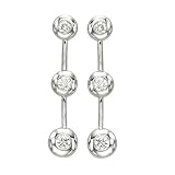 3 Diamond Earrings 1/2 ct. Bezel set in 14K White Gold