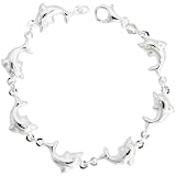 Sterling Silver Dolphin Link Bracelet, 7/16 (11mm) wide