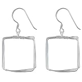 Sterling Silver Square Drop Earrings