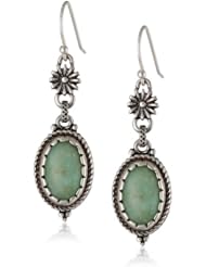 Lucky Brand Silver-Tone Green Double Drop Earrings