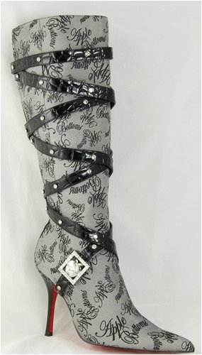 Click here to buy APPLE BOTTOMS Mona Womens Black Silver Boots by Apple Bottoms.