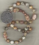 Anglican Prayer Beads of Lacey Agate with Episcopal Military Service Cross