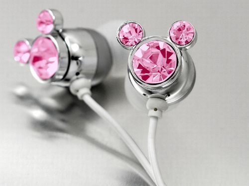 Pink Crystal Mickey Cartoon Cute Lovely Fashion Earphone headphone For Apple iPod MP3 player