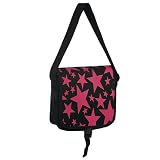 HB-275-1, HOT PINK STARS PRINT ON BLK CANVAS
