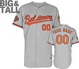 Baltimore Orioles Jersey: Big & Tall Personalized Road Grey Authentic Cool Base&Atilde;&cent;"&Acirc;&cent; Jersey with Oriole Park at Camden Yards 20th Anniversary Patch