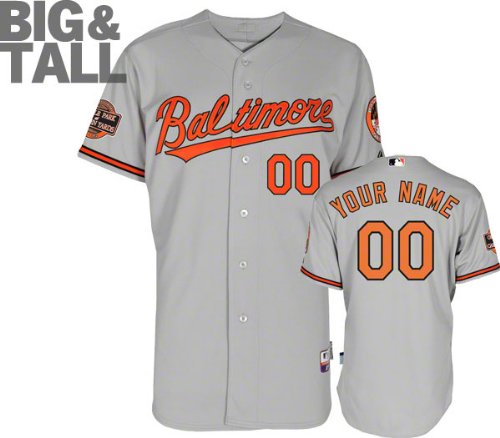 Baltimore Orioles Jersey: Big & Tall Personalized Road Grey Authentic Cool Baseâ