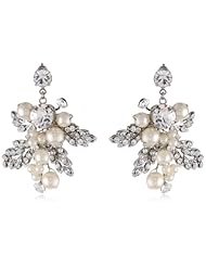 Nina Pearl and Crystal Cluster Drop Earrings