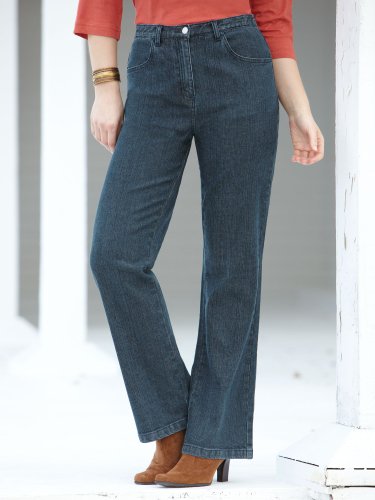 Ulla Popken Stretch Denim Button Zip Bootleg Pant Ulla Popken Stretch Denim Button Zip Bootleg Pant