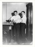 Historic Print (L): [N.Y.C. Police HQ - taking Bertillion measurements for identifying prisoners (fingerprin