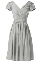 V-neck Knee Length Chiffon Bridesmaid Dress 